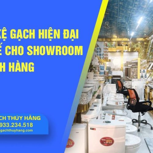 Thiết kế kệ gạch hiện đại và tinh tế cho showroom của khách hàng
